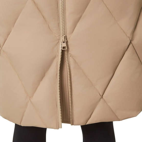 Mondetta Women's Long Diamond Quilted Parka Down Fill Tan size large - Picture 10 of 14